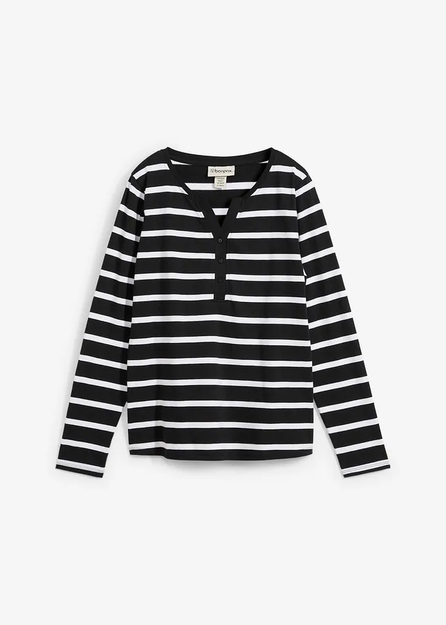 T-shirt col Henley, 100% coton
