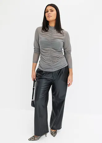 Imitatieleren broek, Kleur: zwart