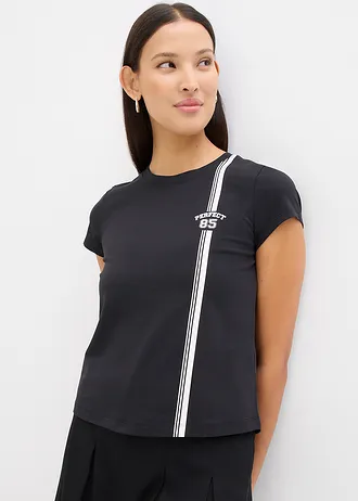 Kort T-shirt met print • zwart-wit met print • bonprix online shop