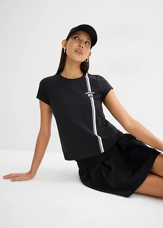 Kort T-shirt met print • zwart-wit met print • bonprix online shop