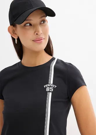 Kort T-shirt met print • zwart-wit met print • bonprix online shop