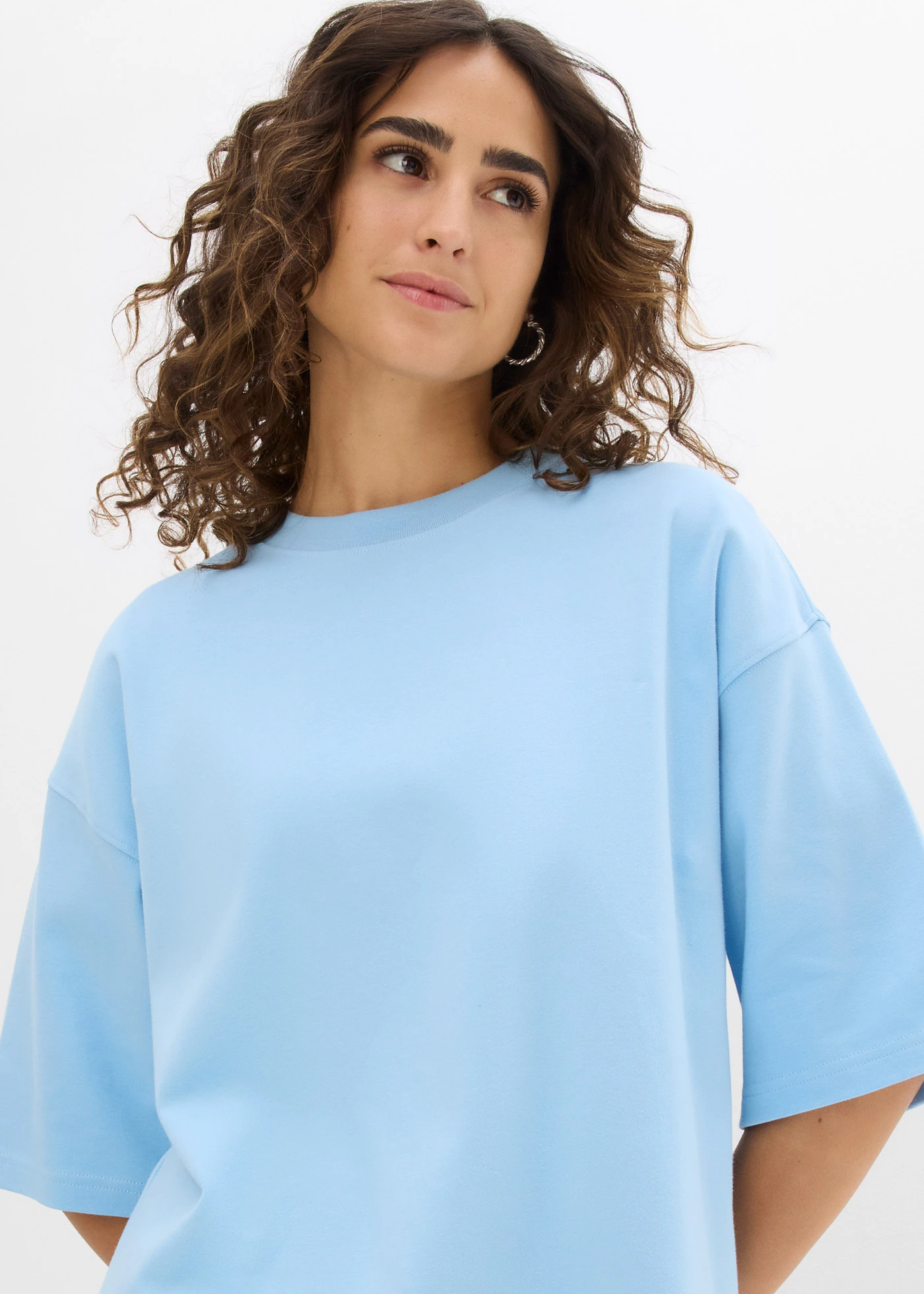 Tricou oversize din bumbac organic 100% greu • bleu • magazin bonprix