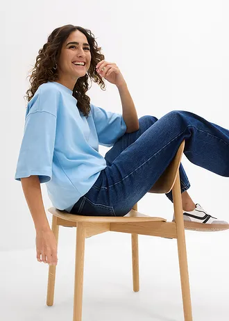 T-shirt oversize z ciężkiej bawełny organicznej • jasnoniebieski • sklep bonprix