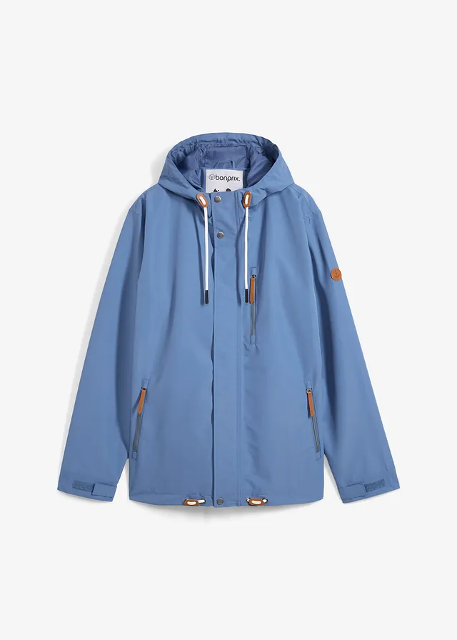 Veste imperméable à capuche et détails enduits