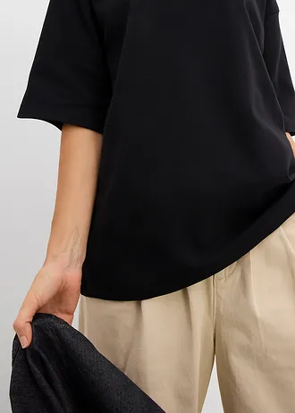 Tricou oversize din bumbac organic 100% greu • negru • magazin bonprix