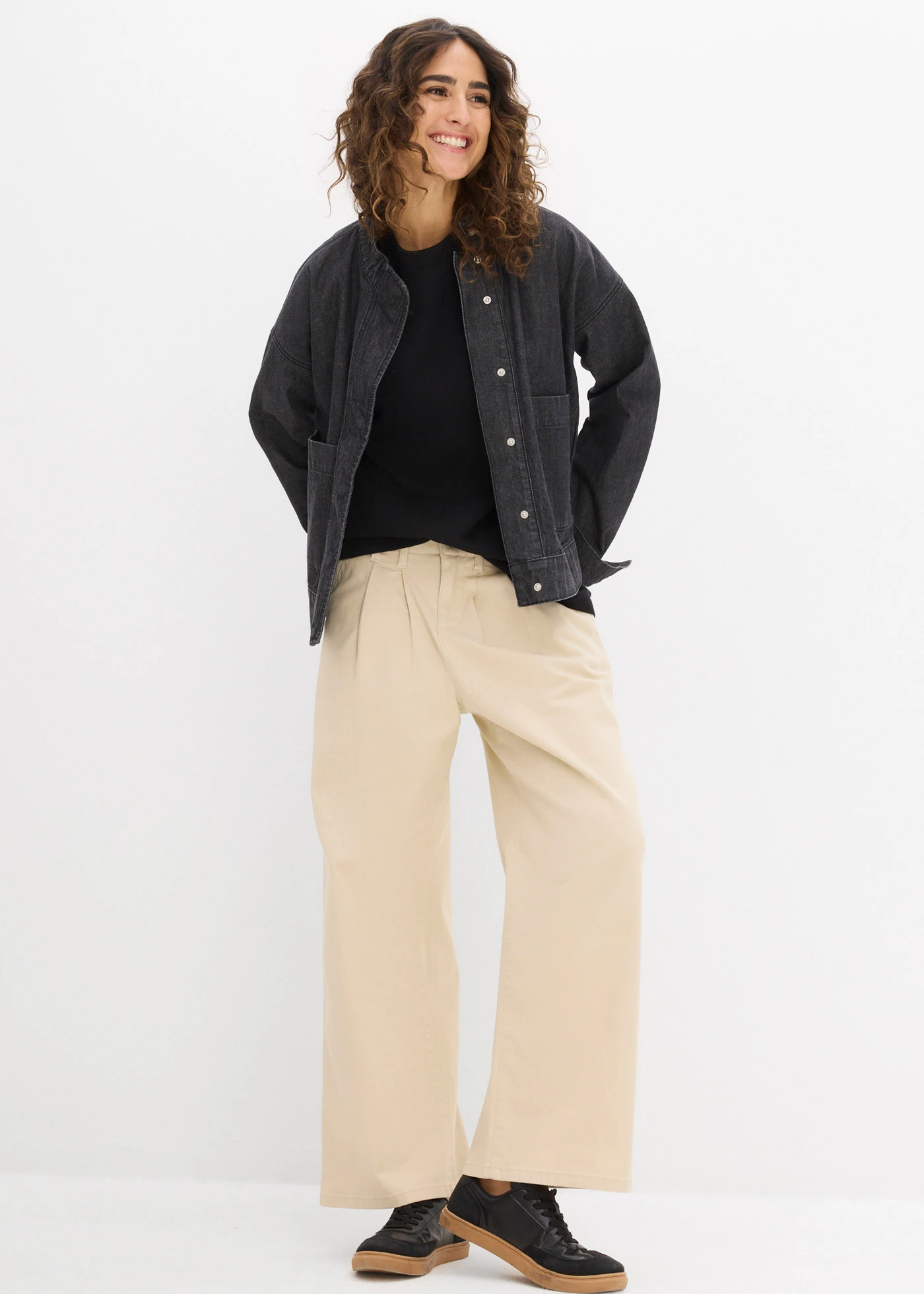 Tricou oversize din bumbac organic 100% greu • negru • magazin bonprix