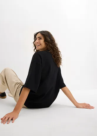 Tricou oversize din bumbac organic 100% greu • negru • magazin bonprix
