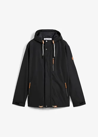 Veste imperméable à capuche et détails enduits • noir • Boutique bonprix