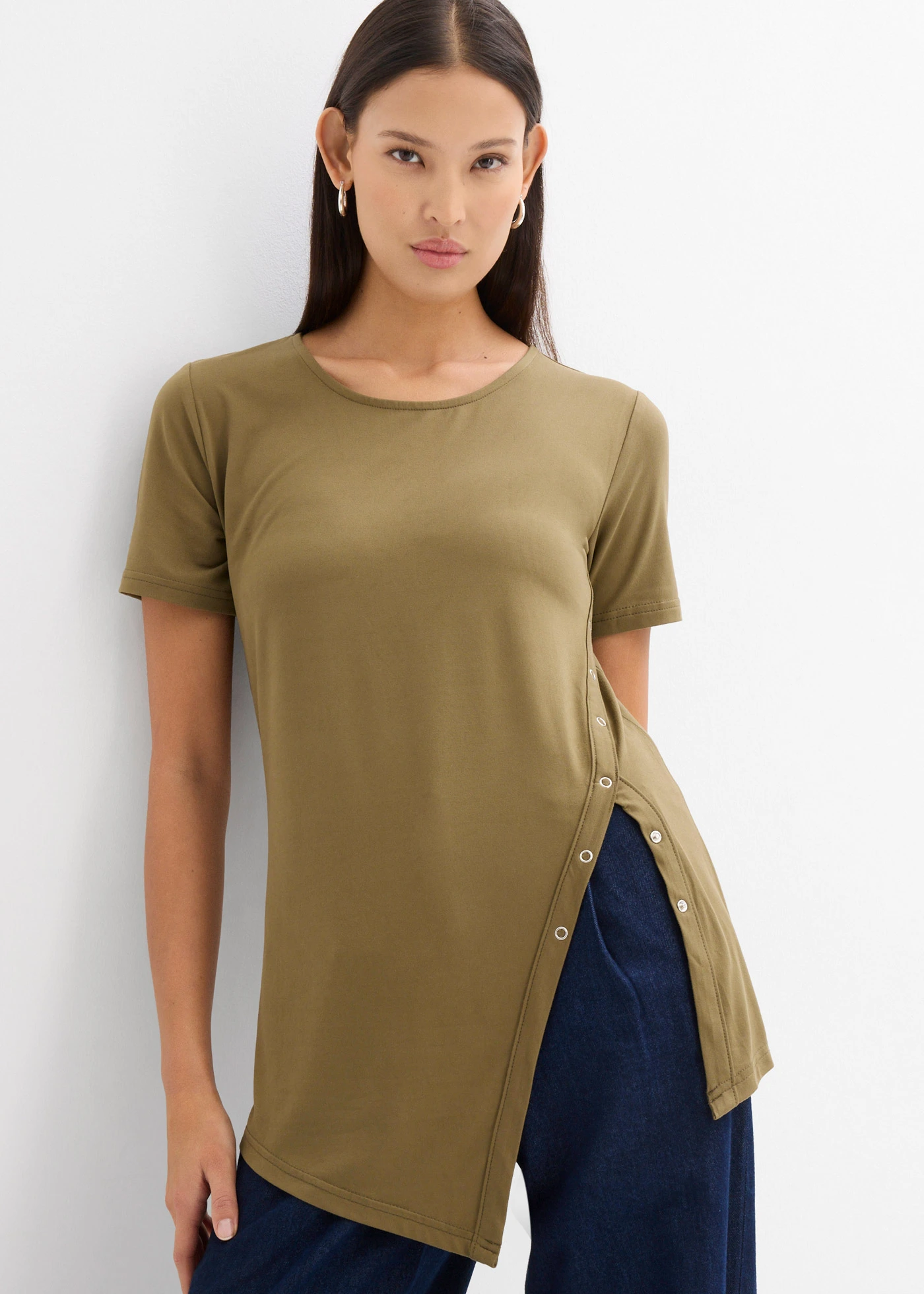 T-shirt z lekkiego dżerseju • zielony khaki • bonprix obchod