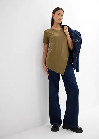 T-shirt z lekkiego dżerseju • zielony khaki • bonprix obchod