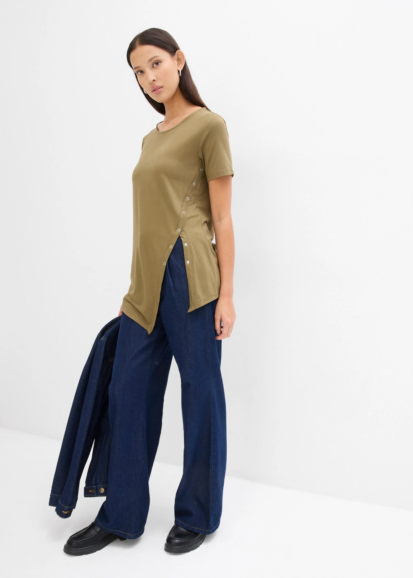 T-shirt z lekkiego dżerseju • zielony khaki • bonprix obchod