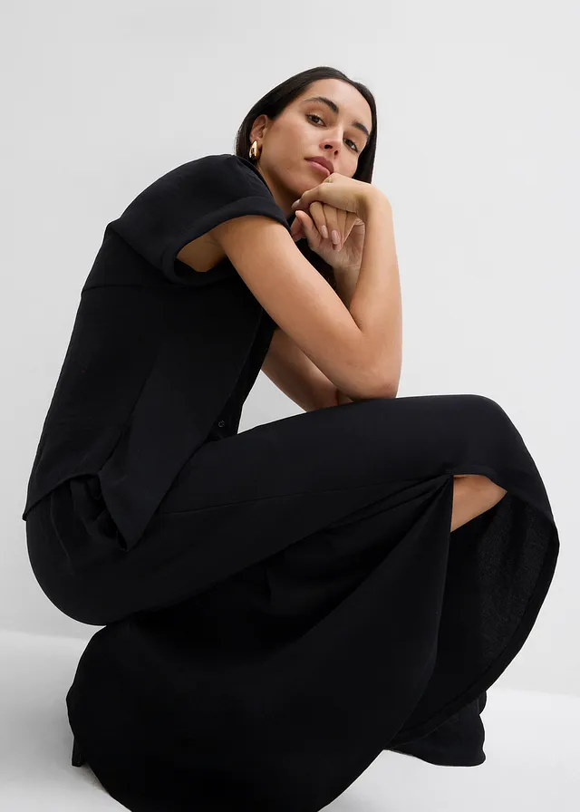 Oversized blouse van gestructureerde crêpe • zwart • product-page.page-title-suffix