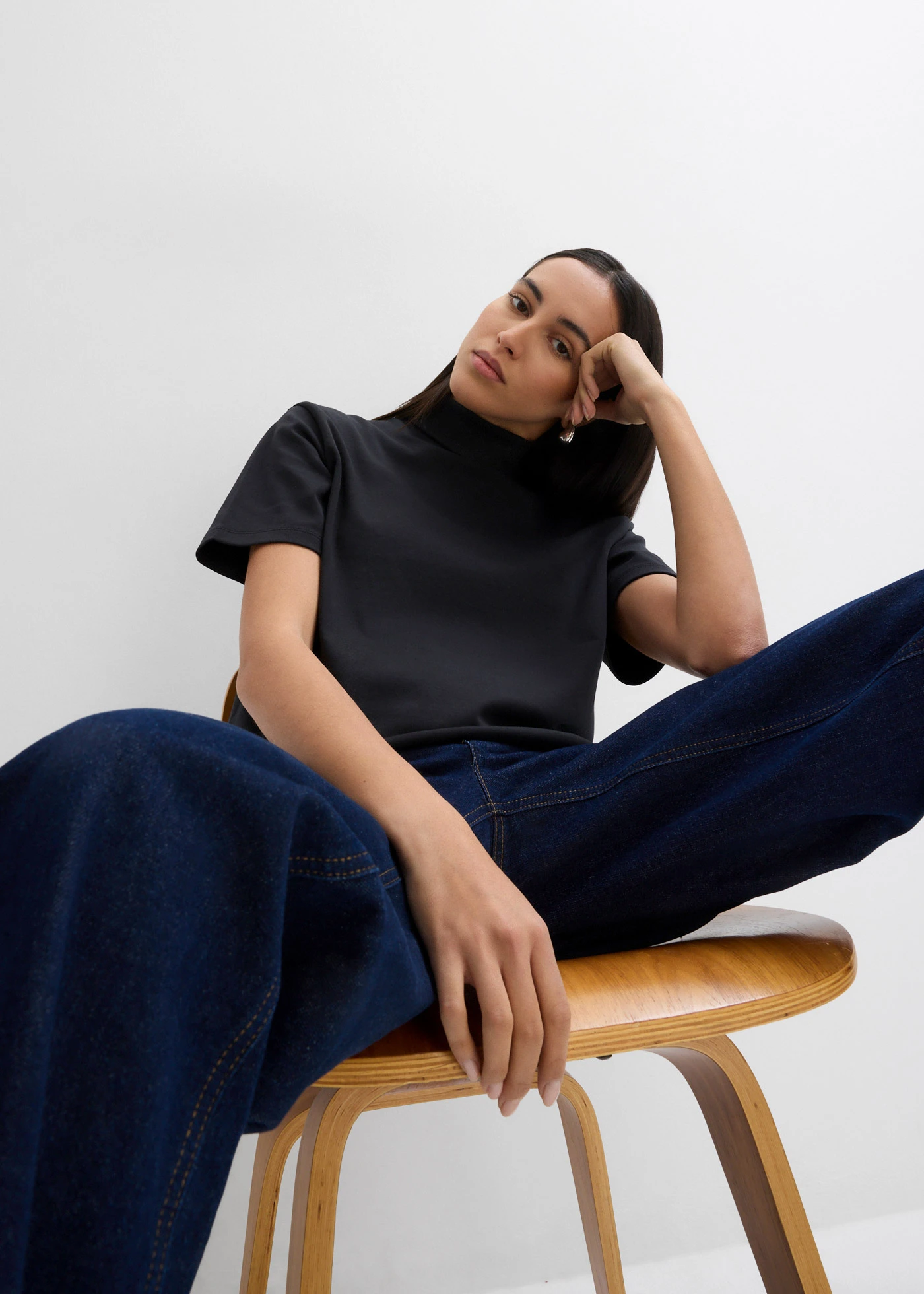 T-shirt à col roulé • noir • Boutique bonprix