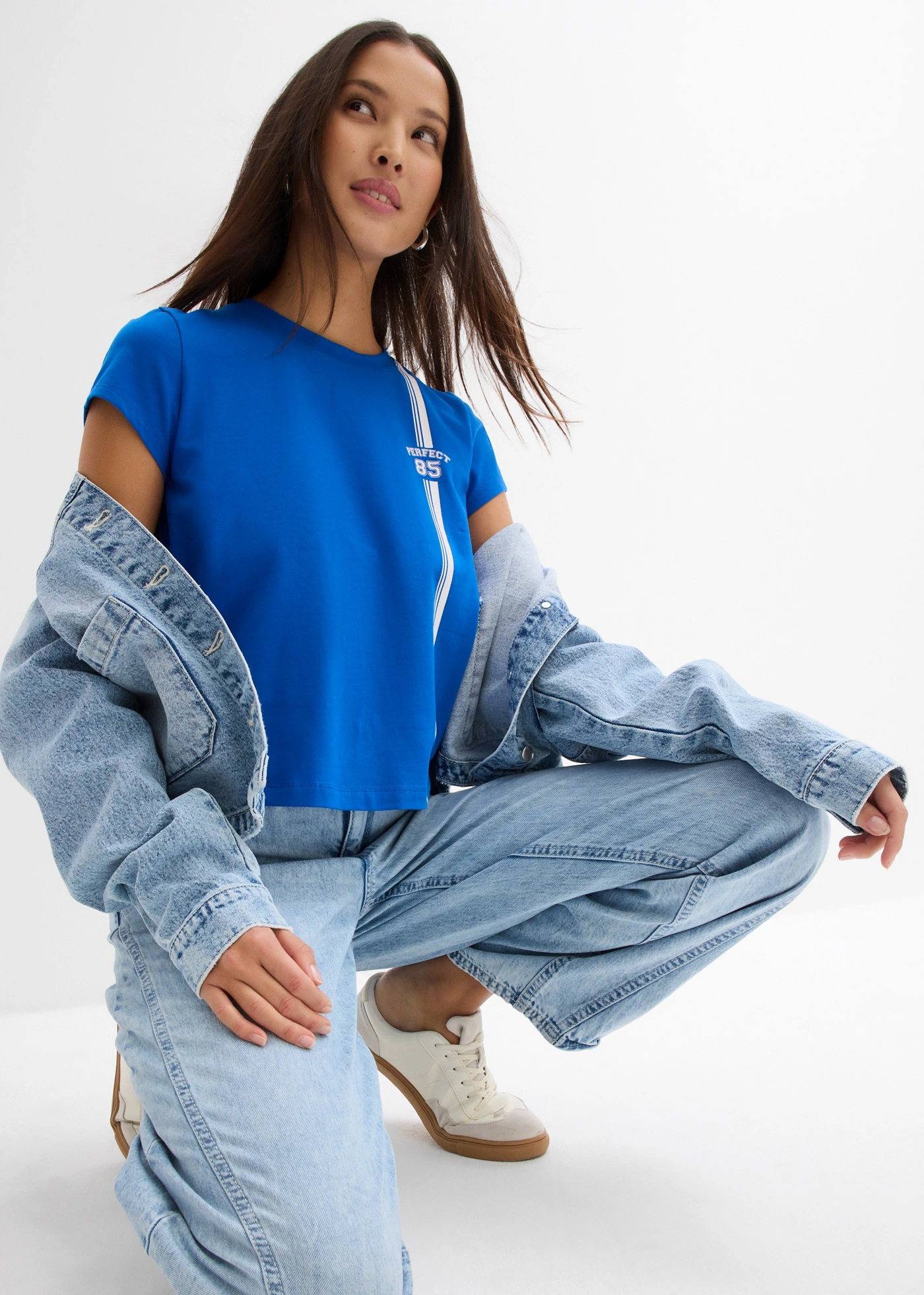 Kort T-shirt met print • arctisch blauw-wit met print • bonprix online shop