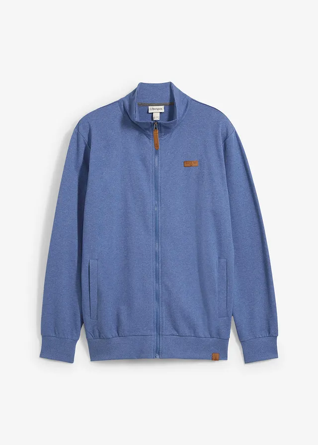 Sweatvest met opstaande kraag, Kleur: jeansblauw