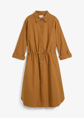 Overhemdjurk in een linnen-katoenmix • cognac • bonprix online shop