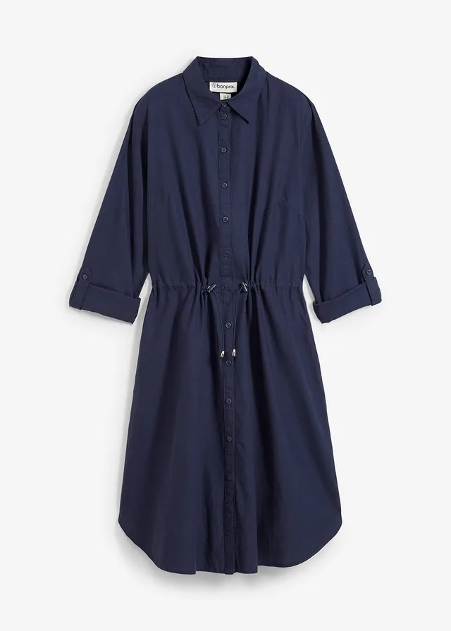 Robe-chemise en lin et coton