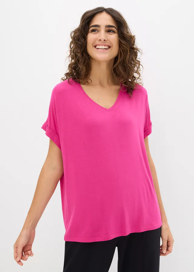 Shirt van vloeiende viscosemix, Kleur: magnoliapink