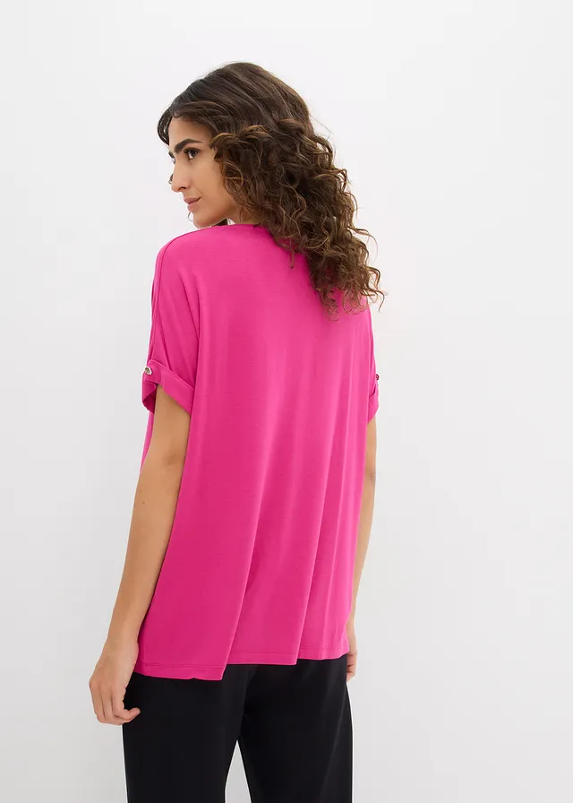 Shirt van vloeiende viscosemix, Kleur: magnoliapink