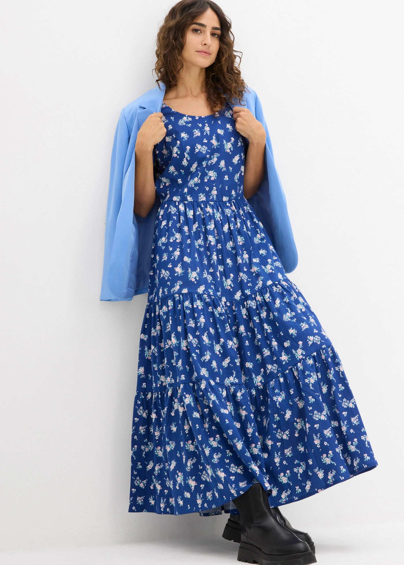 Rochie din bumbac 100% • albastru-gențiană/albastru-topaz/bleu cu floricele • magazin bonprix