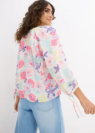 Chemisier en gaze de coton, Couleur: multicolore floral