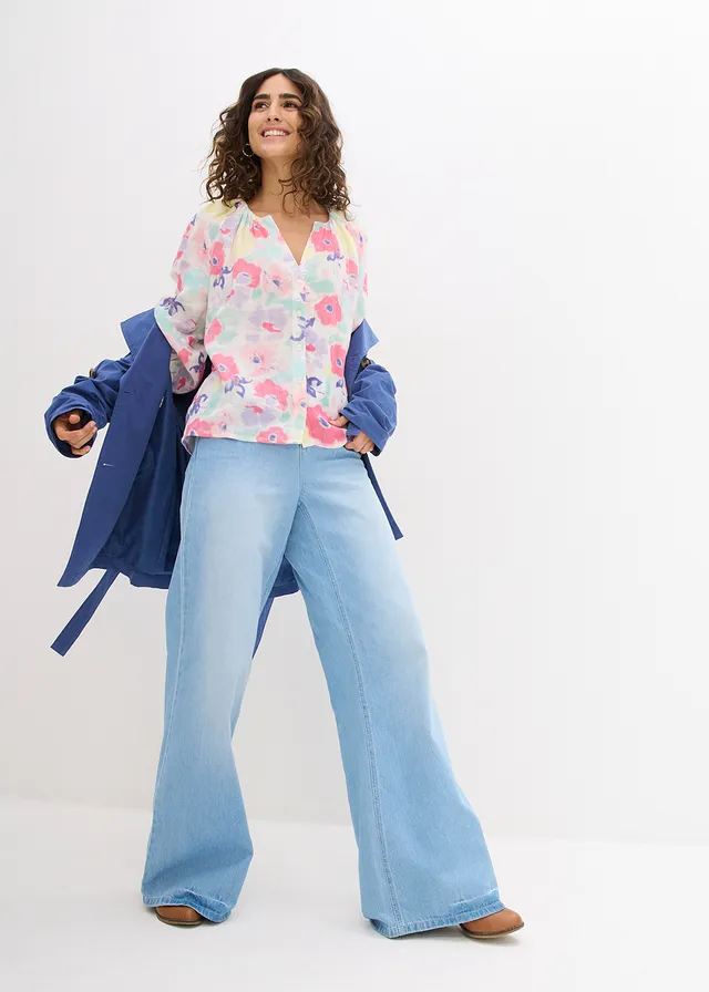 Chemisier en gaze de coton, Couleur: multicolore floral