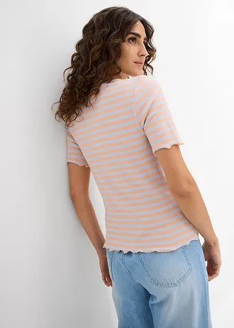 Geribd shirt shirt met korte mouwen • zachtblauw-melba gestreept • bonprix online shop