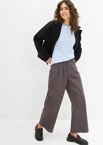 Geribd shirt shirt met korte mouwen • lichtblauw-wit gestreept • bonprix online shop