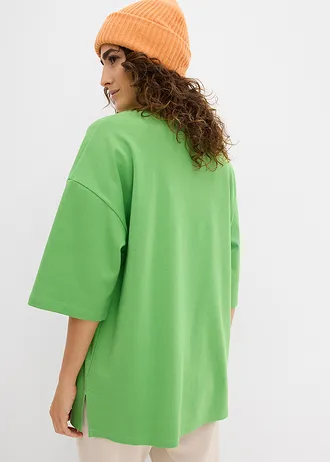 T-shirt long en interlock, Couleur: vert trèfle