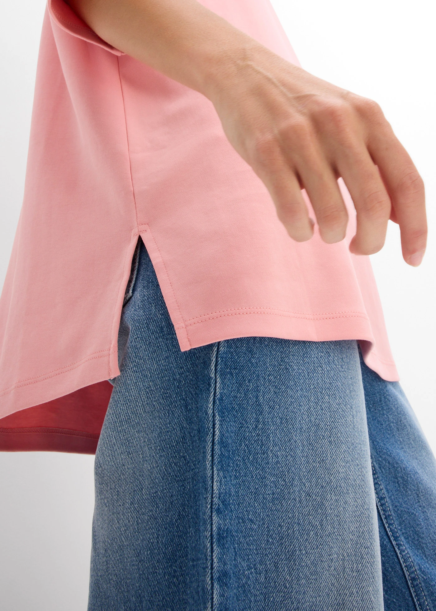 T-shirt long en interlock • rose dragée • Boutique bonprix