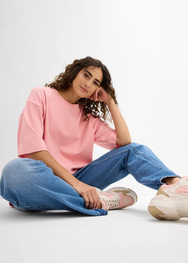 T-shirt long en interlock • rose pâle • product-page.page-title-suffix