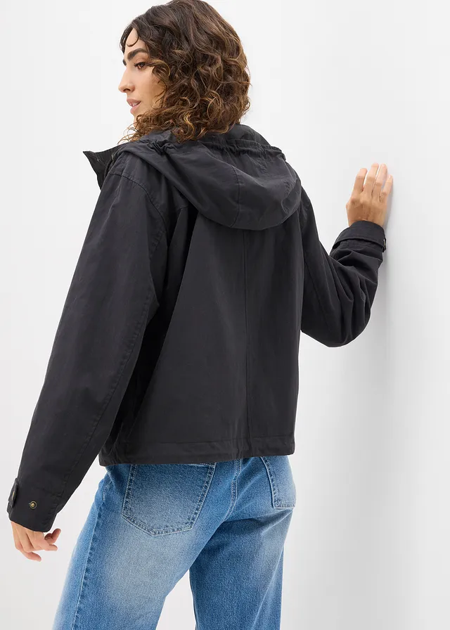 Veste mi-saison à capuche, Couleur: noir