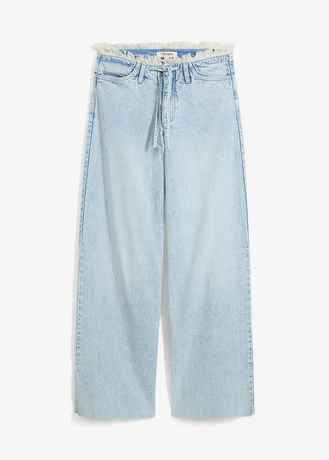 Džínsy Wide-Leg, stredná výška pásu, rozstrapkaný pás