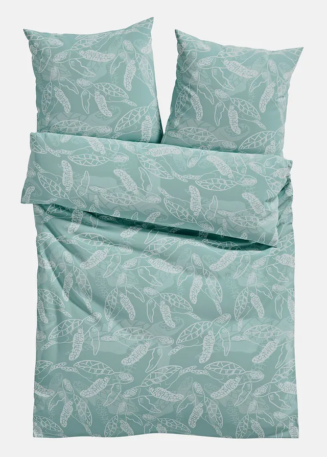 Parure de lit en coton mélangé, Couleur: turquoise
