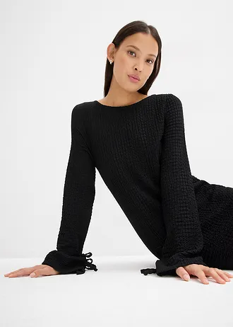 Mini jurk van gestructureerde crêpe • zwart • bonprix online shop