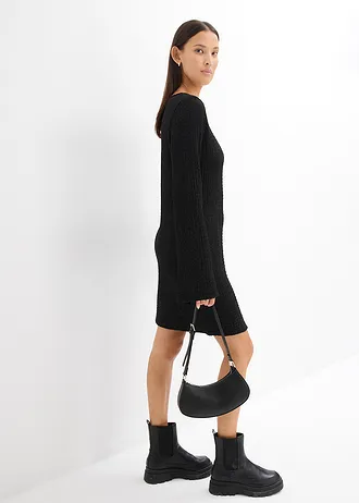 Mini jurk van gestructureerde crêpe • zwart • bonprix online shop