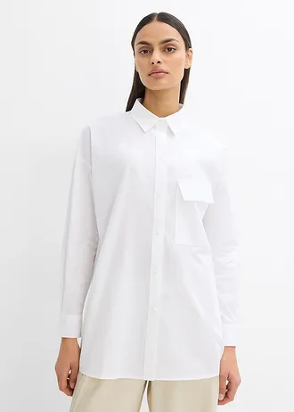 Lange blouse van katoen • wit • bonprix online shop