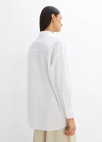 Lange blouse van katoen • wit • bonprix online shop