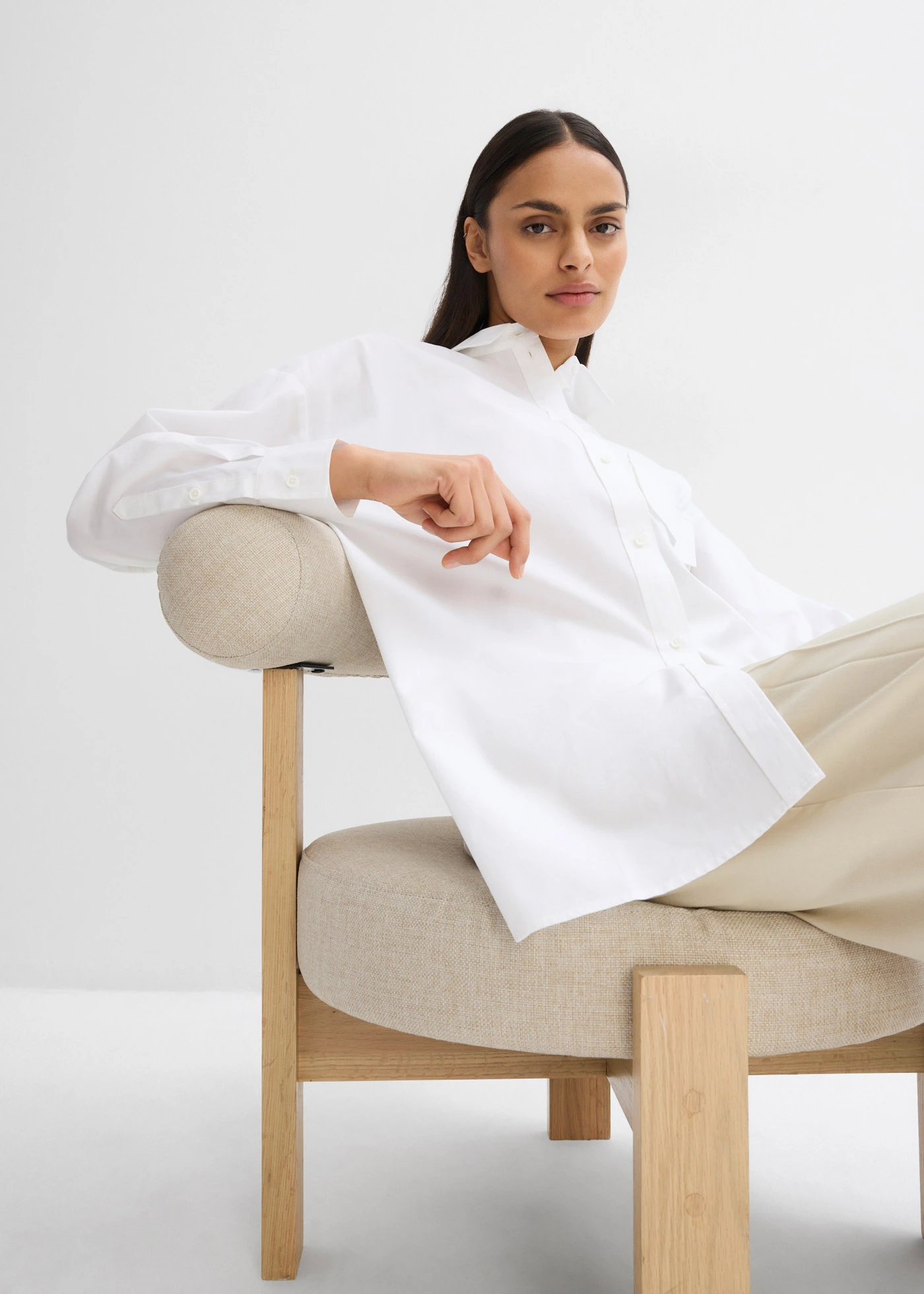 Lange blouse van katoen • wit • bonprix online shop