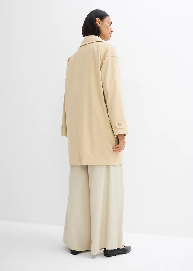 Trenchcoat in A-lijn, Kleur: groenbeige
