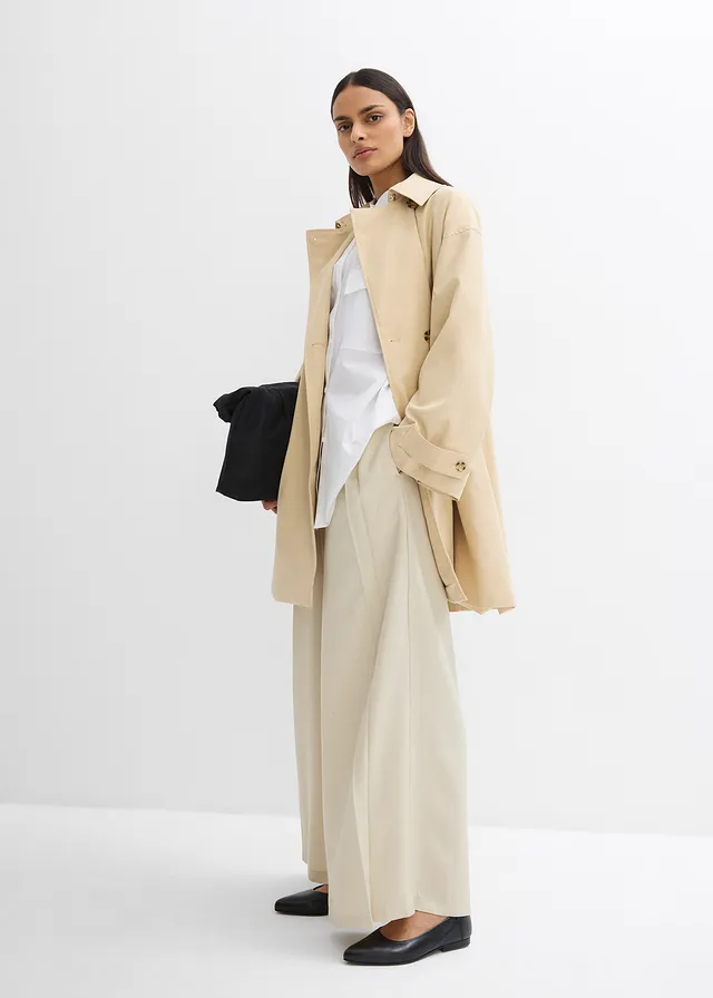 Trench-coat coupe trapèze, Couleur: beige vert