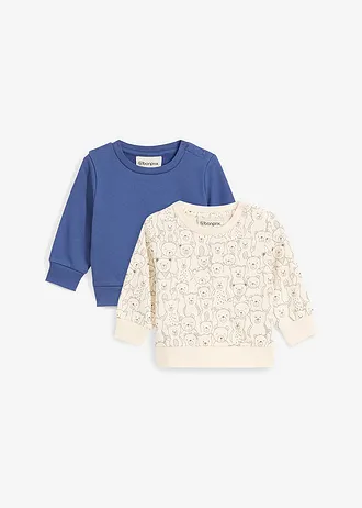 Baby sweater van biologisch katoen (set van 2), Kleur: lichtindigo+natuurbeige gedessineerd