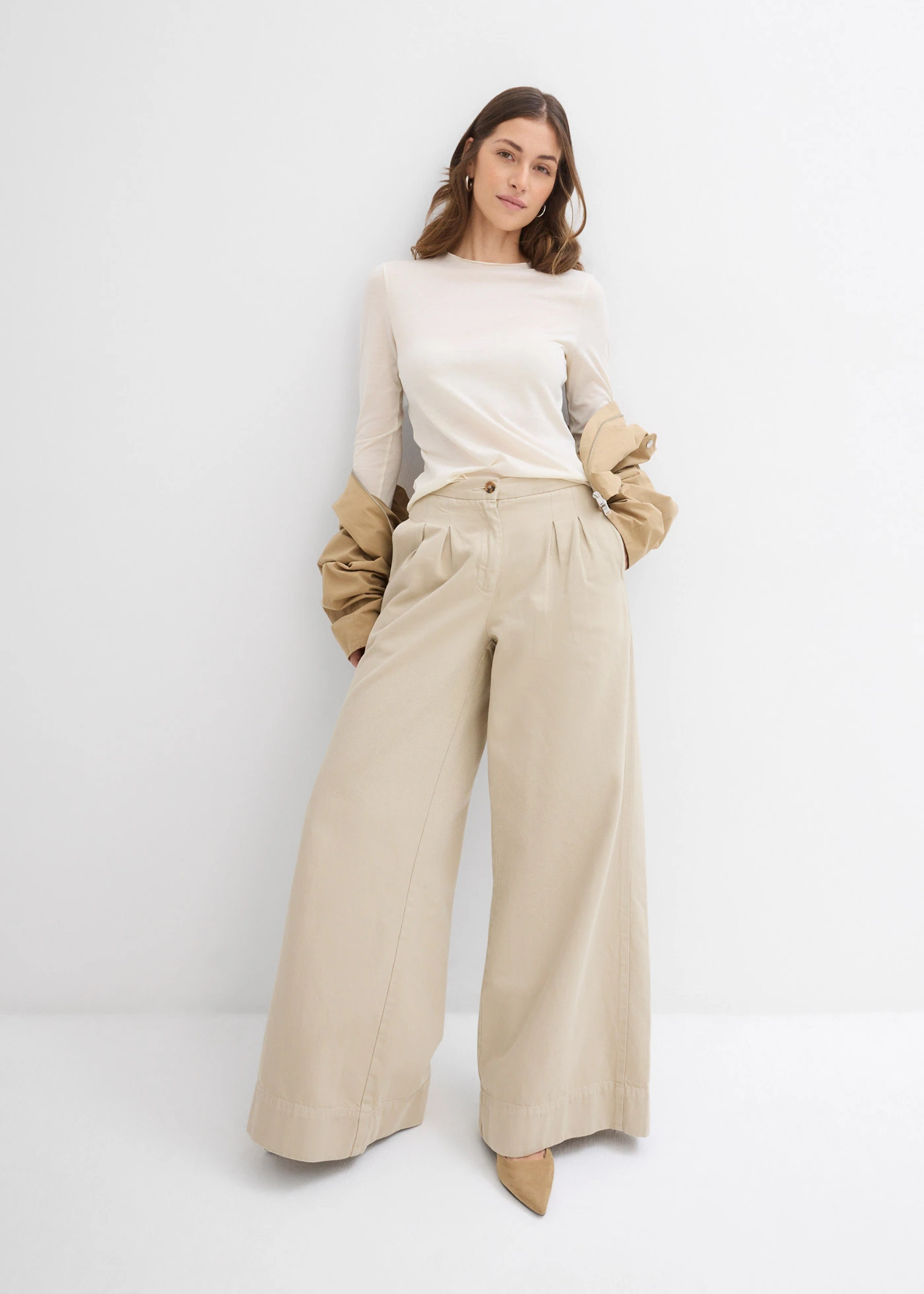 Semi-transparante longsleeve • ecru • bonprix online shop