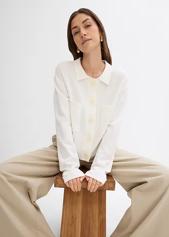 Kort fijngebreid vest • wolwit • bonprix online shop