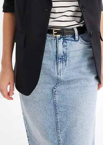 Spódnica dżinsowa midi • lodowy niebieski denim "used" • sklep bonprix