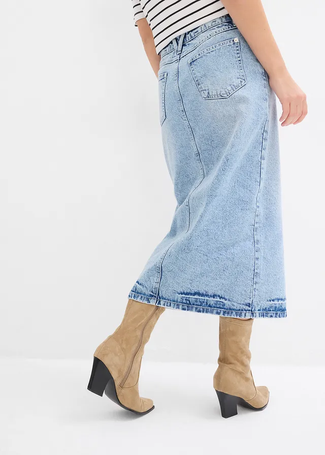 Spijkerrok, midi, Kleur: ijsblauw denim used