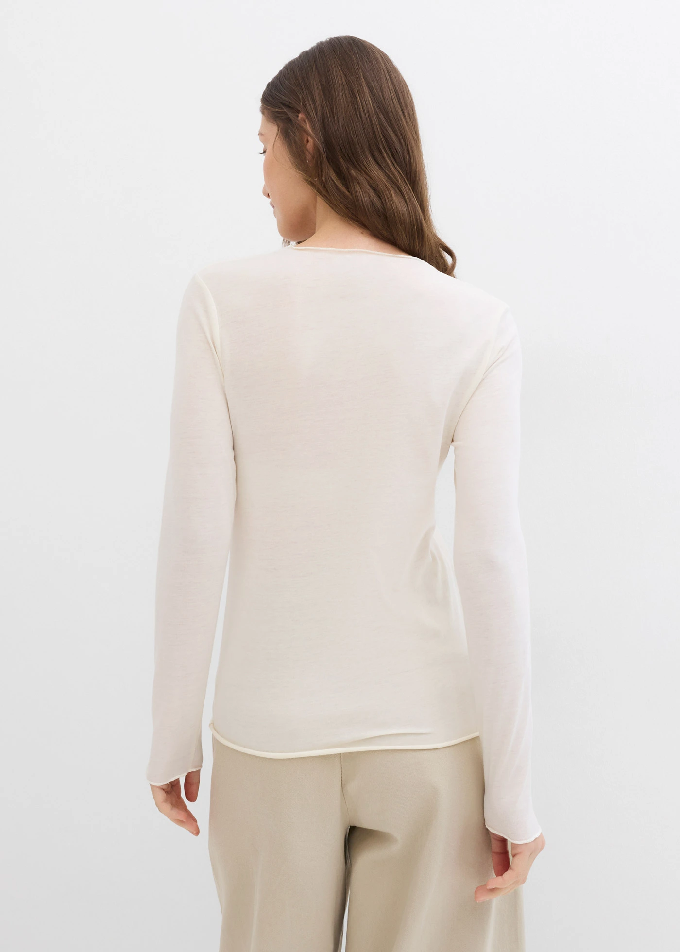 Semi-transparante longsleeve • ecru • bonprix online shop