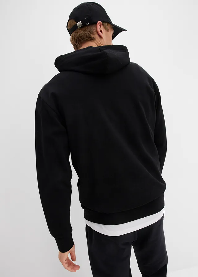Sweat à capuche 100% coton, loose, Couleur: noir