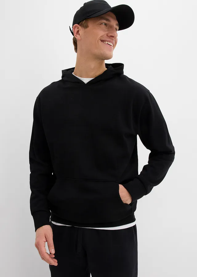 Sweater met capuchon, loose fit, Kleur: zwart