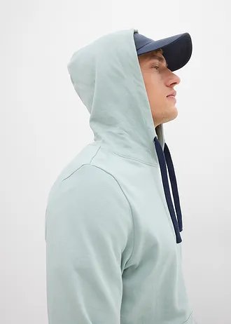 Sweat à capuche 100% coton • gris vert • Boutique bonprix